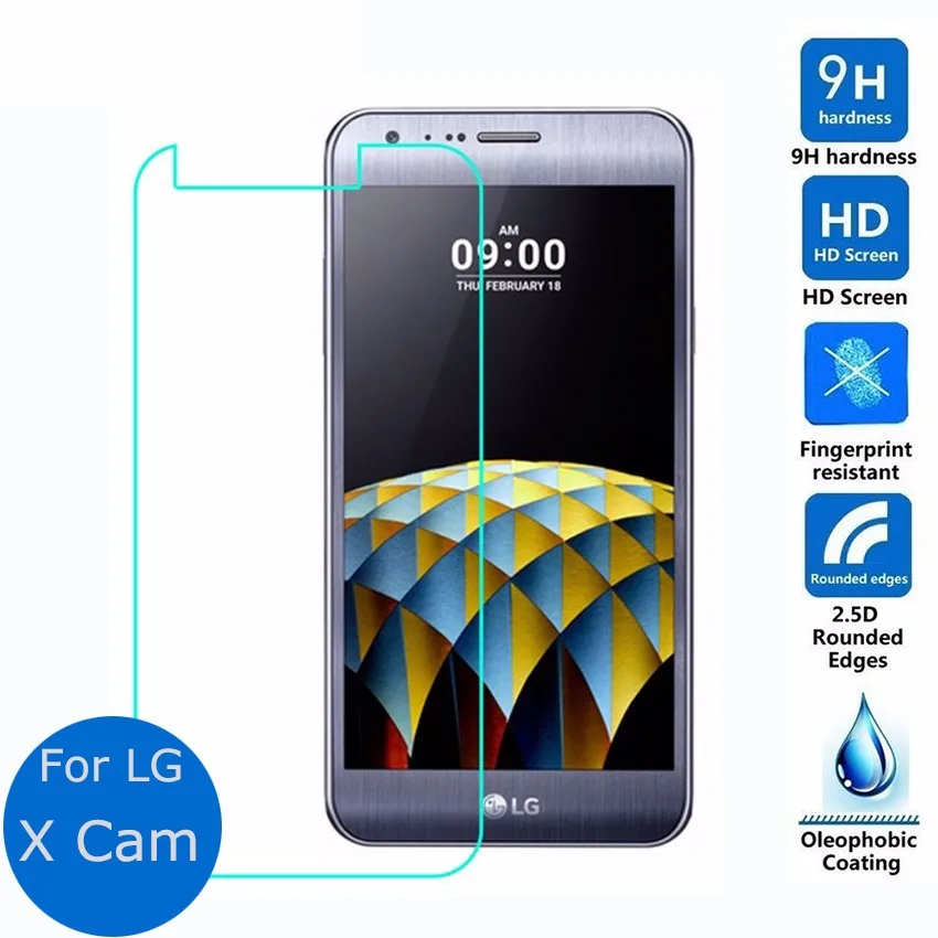 

front safety tempered protective glass film 0.3mm for lg x cam k580 (5.2"inch) screen protector for lg x cam k580 guard