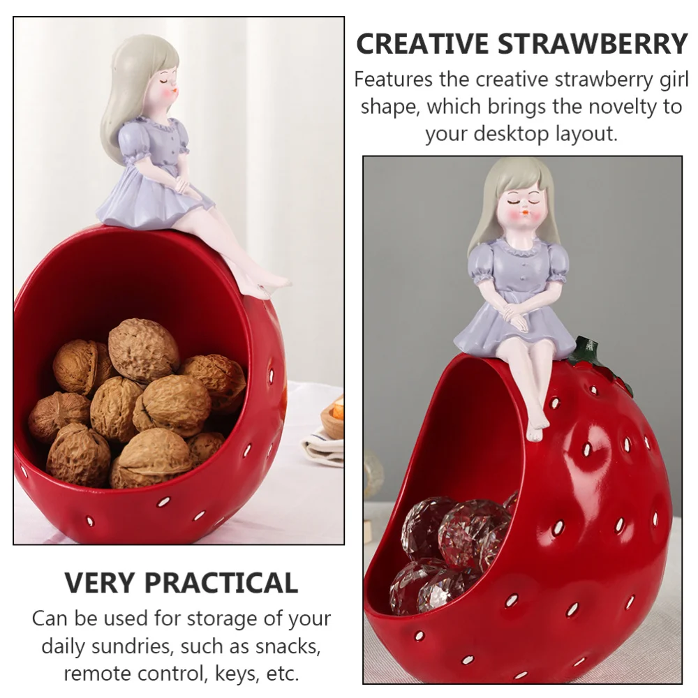

1pc Decorative Storage Container Lovely Strawberry Girl Desktop Storage Holder