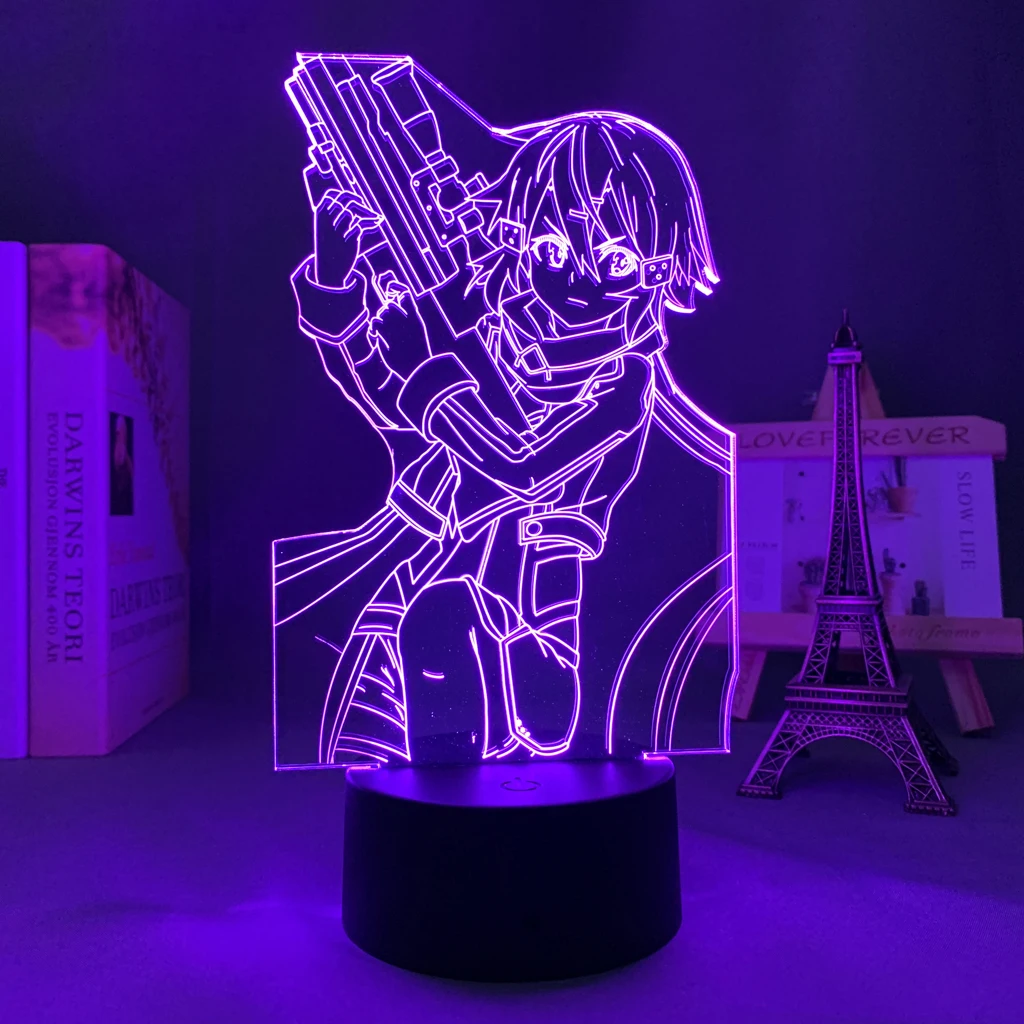 3d светодиодный светильник с рисунком из аниме мастера меча онлайн фигурка Синон