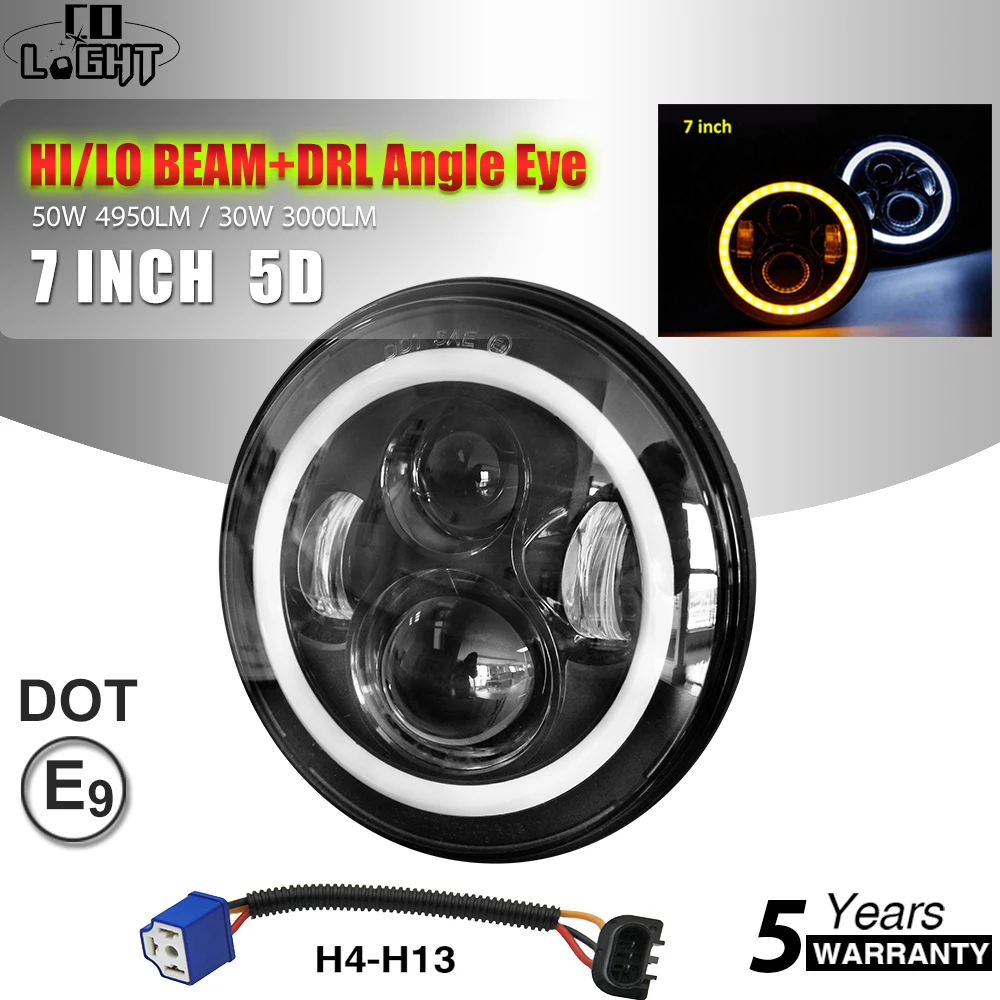 CO светильник 50 Вт 30 7 дюймов светодиодный s угол глаза E9 Hi/Low Beam &quotКруглый налобный