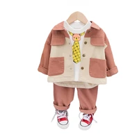 new spring autumn children fashion clothes baby boy girl cartoon jacket t shirt pants 3pcssets toddler cotton sportswear