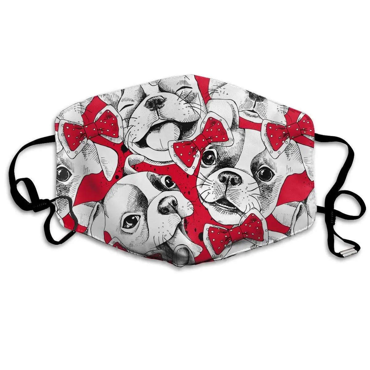 Моющаяся многоразовая маска для портретов французского бульдога и галстука