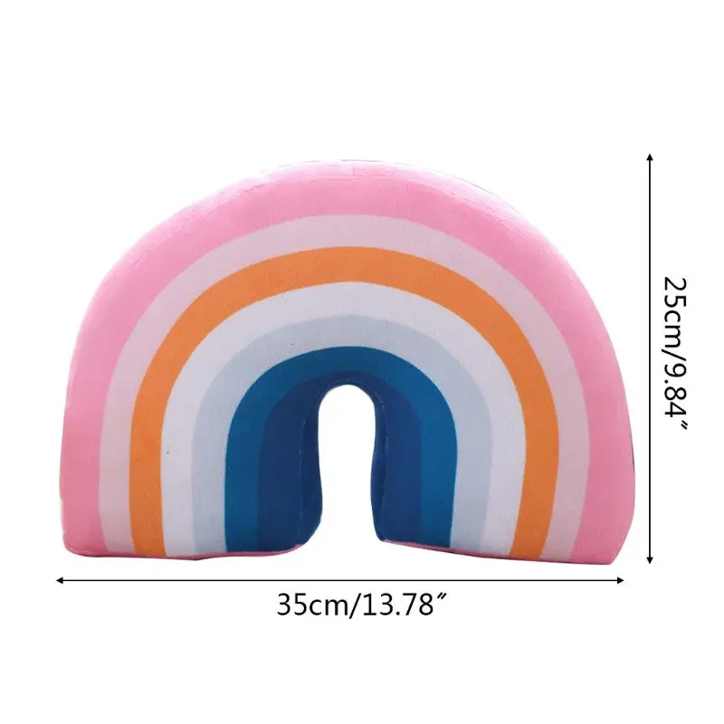 

57EE Kids Rainbow U Shape Pillow Neck Cushion Head Support Sleeping Plush Toy Children Room Decor
