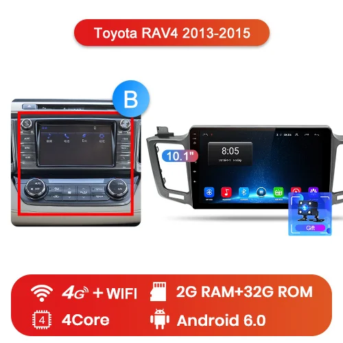 Junsun Штатное Головное устройство Toyota RAV4 2012 2013- GPS Android 8.1 aвтомагнитола магнитола 2 din автомагнитолы Андроид для Тойота рав4 рав 4 штатная магнитола автомобильная мультимедиа 2 дин навигатором - Цвет: 4G (2GB 32GB) B