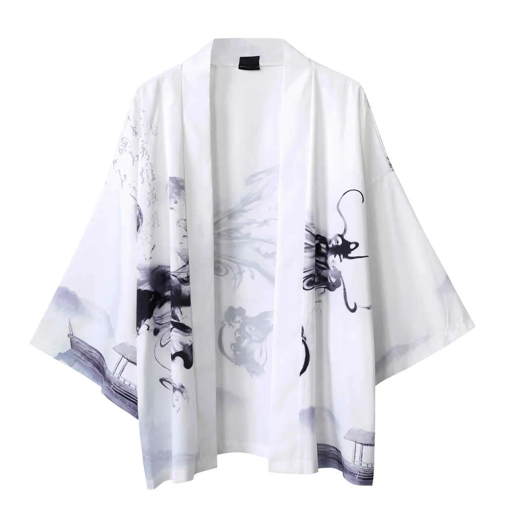 

Casual Japanese Kimono Ins Splash-ink Printing Yukata Haori Summer Mens And Wosummer Mens Japanese Kimono Cardigan