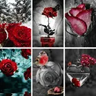 5D DIY полностью квадратная Алмазная Картина Пейзаж бабочка мозаика картины стразы, Роза вышивка красный и черный серия домашний декор