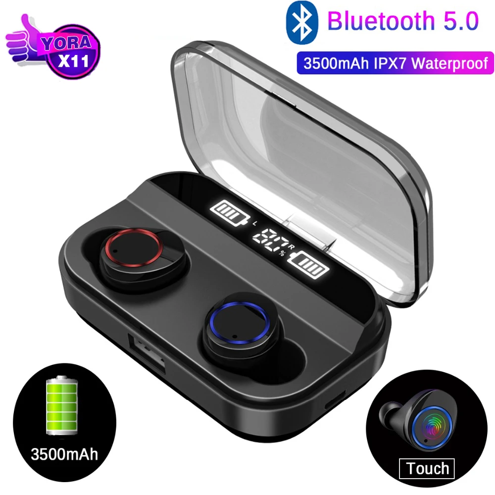 Стереонаушники X11 TWS с поддержкой Bluetooth 5 0 и зарядным футляром на 3500 мА · ч|Наушники