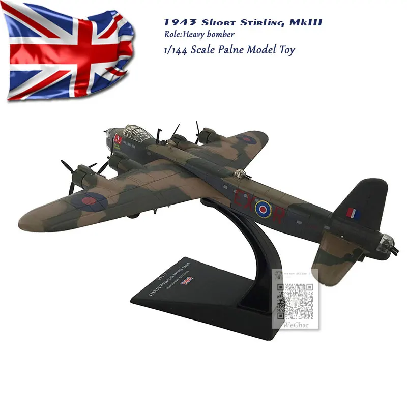 AMER 1/144 масштаб RAF 1943 короткие Stirling MkIII Bobmer литой металлический самолет модель игрушка для коллекции, подарок, украшение