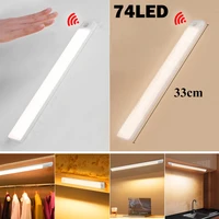 74 leds under cabinet led lights for kitchen night light 33cm smart 6 led wall lamp with sensor bedroom closet wardrobe lighting