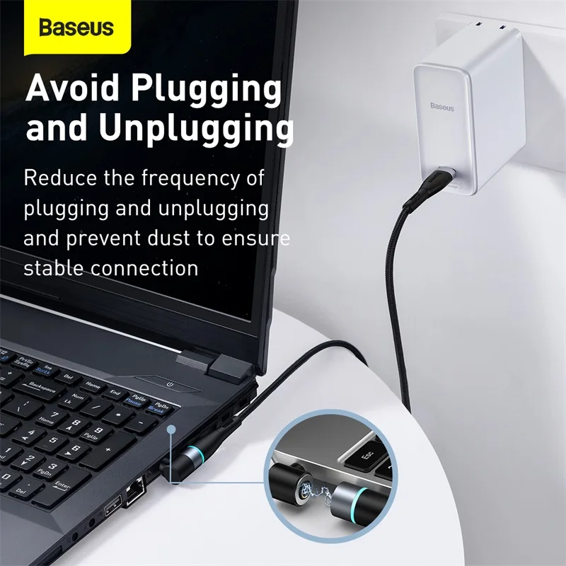 baseus 100w magnetic usb type c to dc cable fast charge for lenovo thinkpad ideapad power charging laptop accessories wire cord free global shipping
