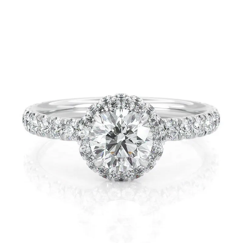 Женское Обручальное кольцо с муассанитом обручальное белым золотом 1 карат 6 5 мм