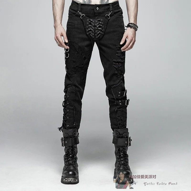 

Панк рейв стиле стимпанк готика темные паровые сапоги и брюки Инструменты мужские брюки wk368