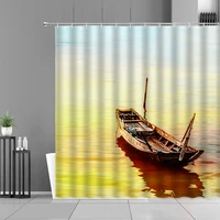 sea boat 3d printing polyester waterproof shower curtain bathroom accessories curtains home decoration with hook bathtub screen