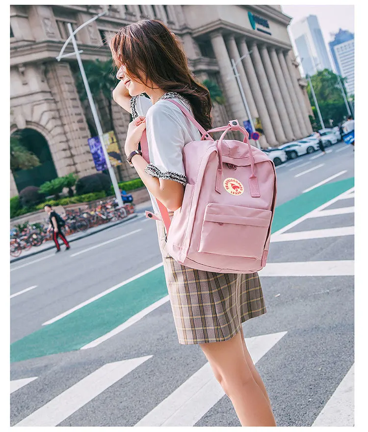 

New retro fashion girl outdoor rucksack book fashion casual solid color drawstring buckle backpack