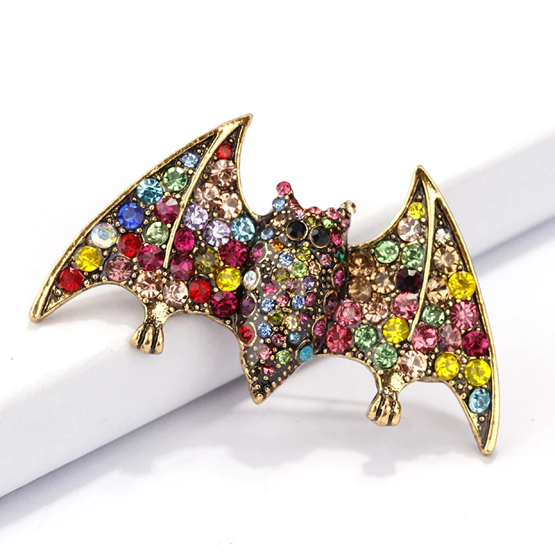 Женская эмалированная брошь ALLYES в форме летучей мыши с кристаллами стразы