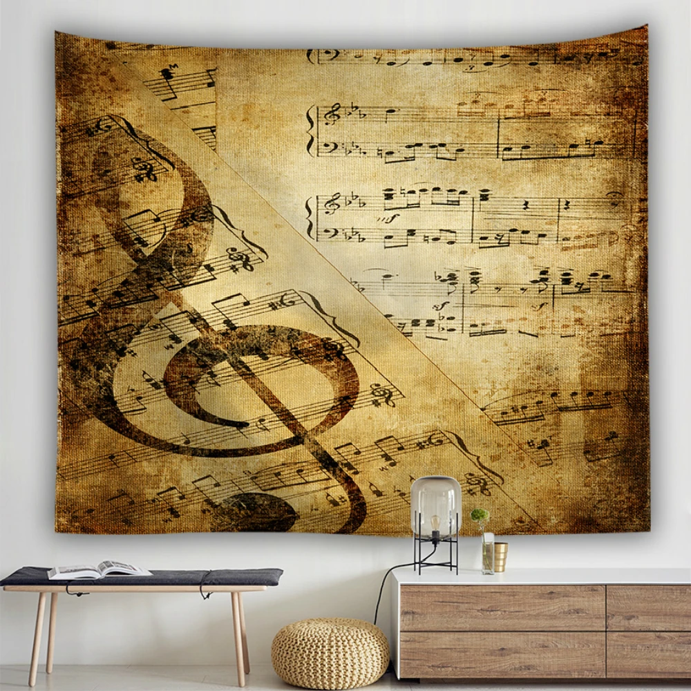 Музыка Мода Настенный Гобелен из ткани музыкальная Партитура мир печати стене