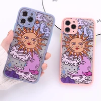 4 color funny sun moon face shockproof phone case for iphone 12 mini 13 pro max 11 7 8 plus x xr xs max matte candy back cover