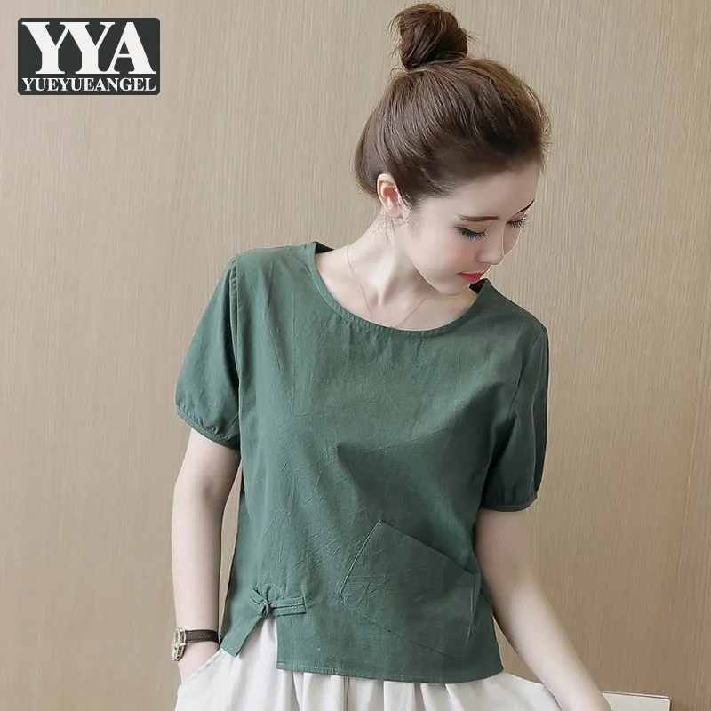 Женская Повседневная хлопковая льняная футболка свободные белые футболки