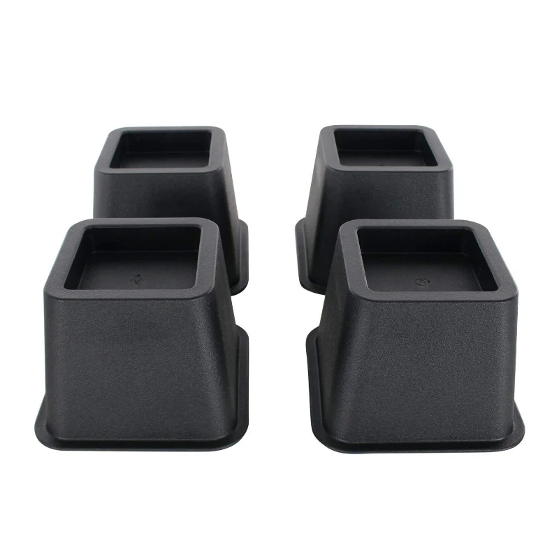 

4pcs Black Square Sofa Leg Raised Bed Foot Mat Home Supplies Plastic Sofa Feet Bed Chair Risers Feet