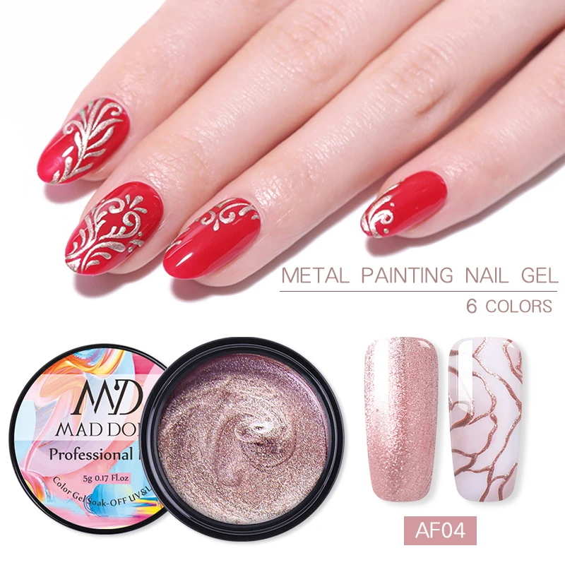 MAD DOLL 5 г УФ гель металлик лак для рисования длительное впитывание Блестящий Гель