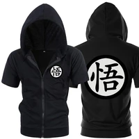 casual funny print goku hoodie men black gray cosplay sweatshirt fashion short sleeve zipper mens hoodies jackets