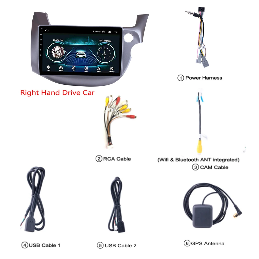 For right hand drive Автомобильная Мультимедийная система для HONDA FIT JAZZ Авторадио 2007-2013 автомобиль gps навигация Android 8,1 10," Видео DVD Зеркало Ссылка 2.5D - Цвет: For right hand drive