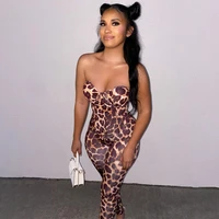 leopard print sexy two piece set corset tube top pants bodycon jumpsuit club outfits for women fashion 2021 dropshipping