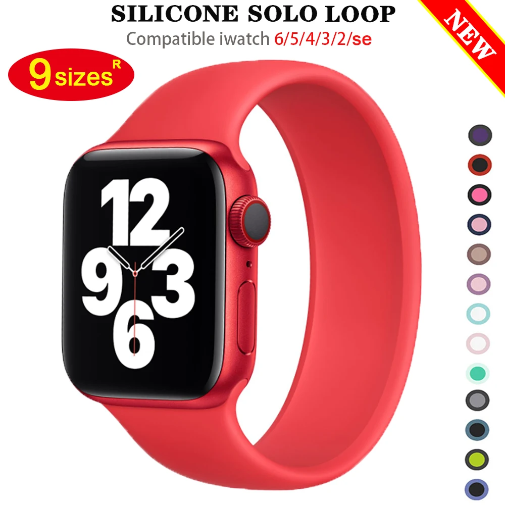 Ремешок силиконовый для Apple Watch Band 44 мм 40 эластичный соло браслет iWatch 38 42 apple watch series