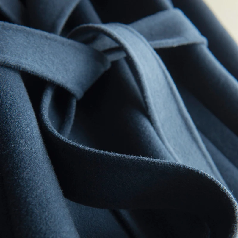 

new arrival 2019 classic long style belted long handmade double faced wool cashmere coat women