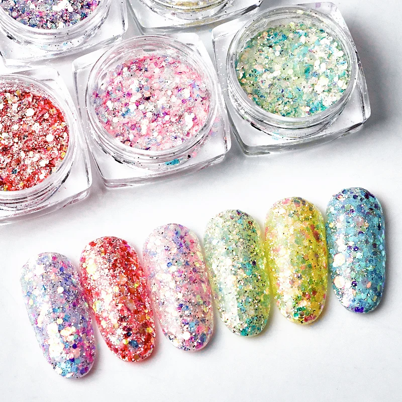 1 бутылка мини в форме Шестиугольника лазерные блестящие для дизайна ногтей DIY