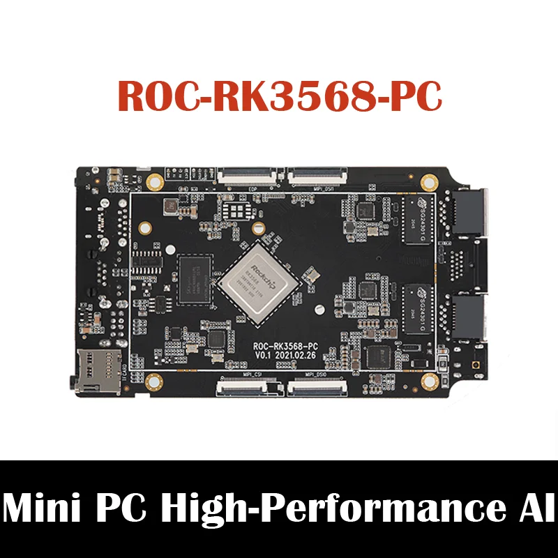 ROC-RK3568-PC Open Source Motherboard Rockchip RK3568 DevelopBoard NPU Artificial Intelligence Edge Computing Industrial Control
