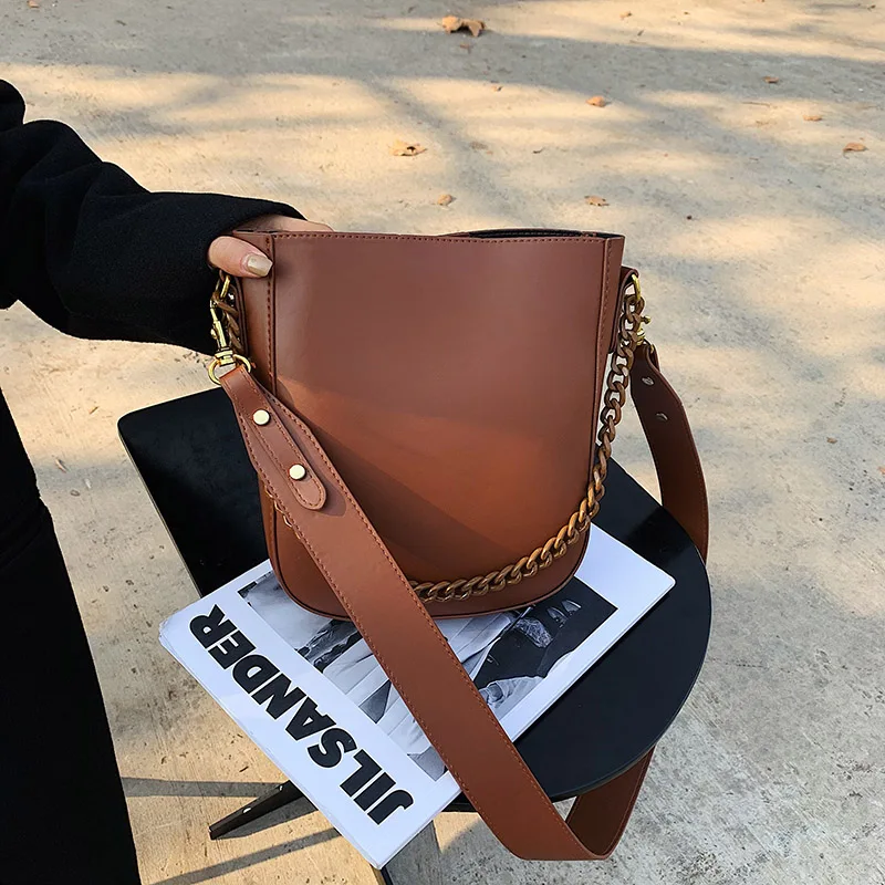 

Casual Bucket Bags For Women Shoulder Bag PU Leather Messenger Bag Big Capacity Tote Popular Style 2021 Simple Design