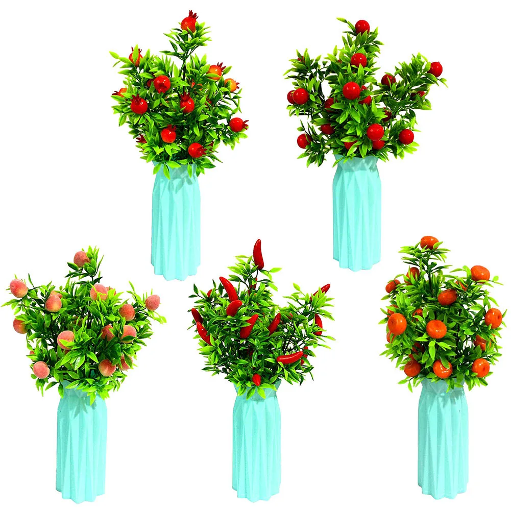 Искусственный цветочный горшок 25 перца граната красные фрукты Горшечное