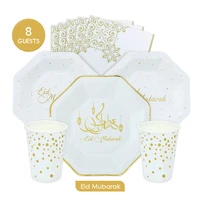 eid disposable tableware mubarak ramadan paper cup kareem ramadan rose gold cutlery set eid al adha eid party
