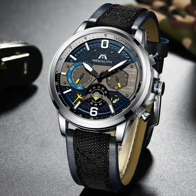 Relojes Para Hombre MEGALITH 2019 мужские часы многофункциональные кварцевые наручные