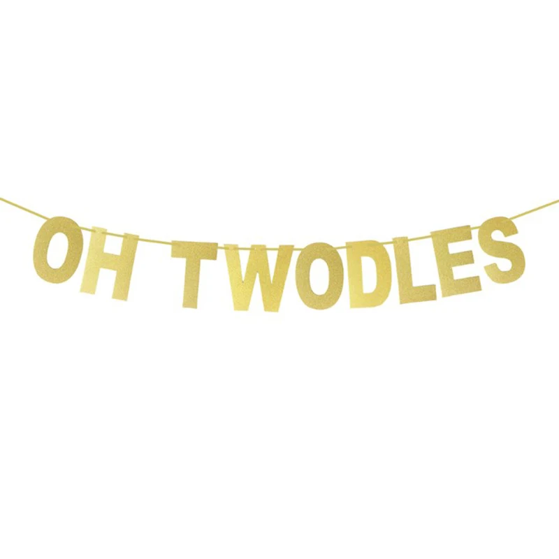 Двойная Вечеринка OH TWODLES баннер с надписью золотистая фотография Baby Shower для