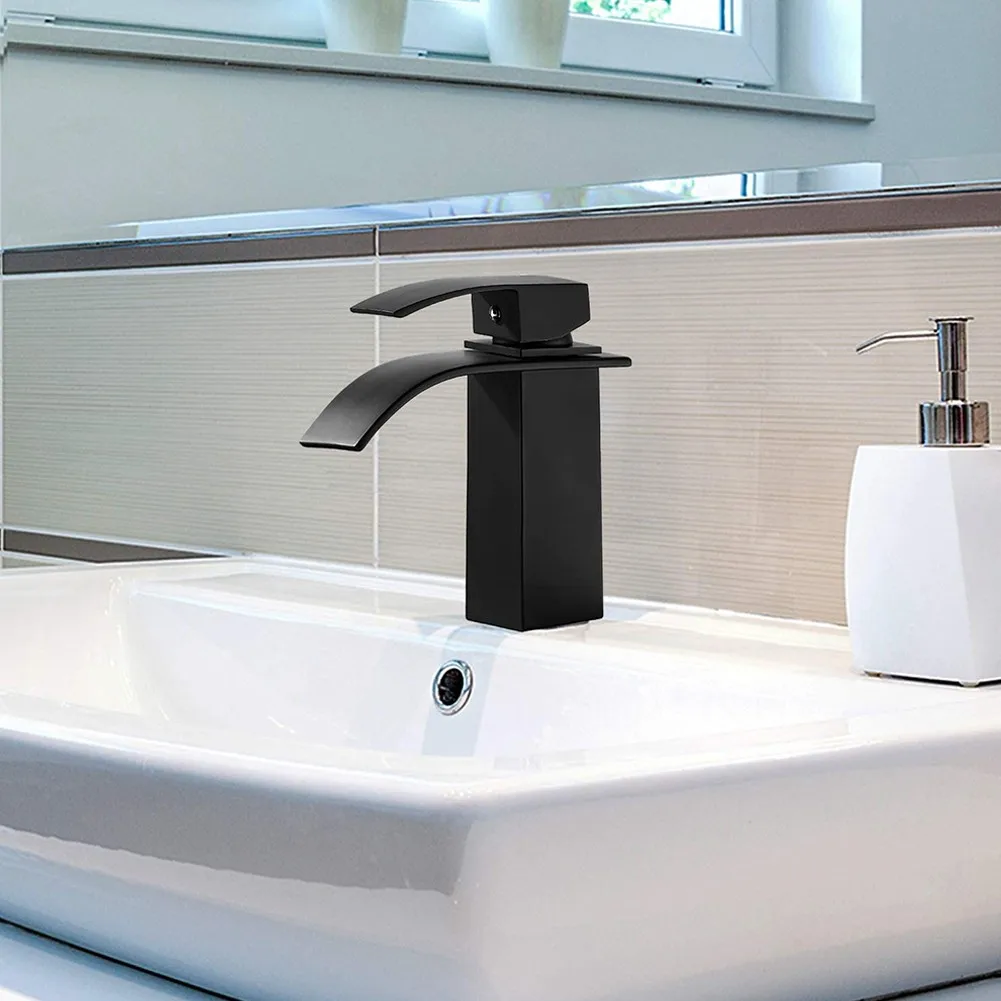 

Deck Mount Waterfall Bathroom Faucet Vanity Vessel Sinks Mixer Tap Cold And Hot Water Tap Bathtub Faucets