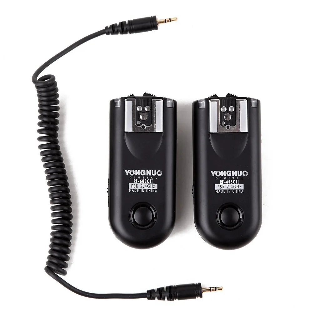 Светодиодная лампа для видеосъемки Yongnuo вспышка триггера RF-603II C RF603c C1 C3 II RF 603 2 трансиверы для Canon 5DII 1D 6D 7D 50D 60D 500D 600D 1000D ti5 ti6