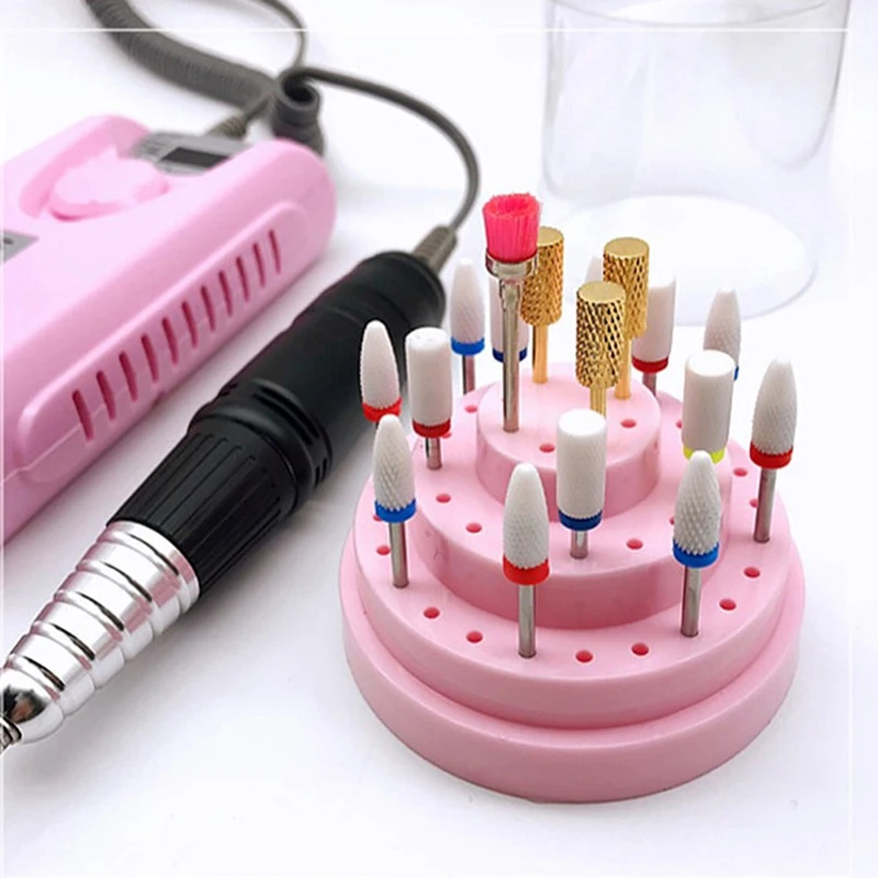 

48 Holes Nail Art Drill Bits Empty Holder Storage Box Holder Stand Display Container Manicure Accessories Acrylic Cover Tools