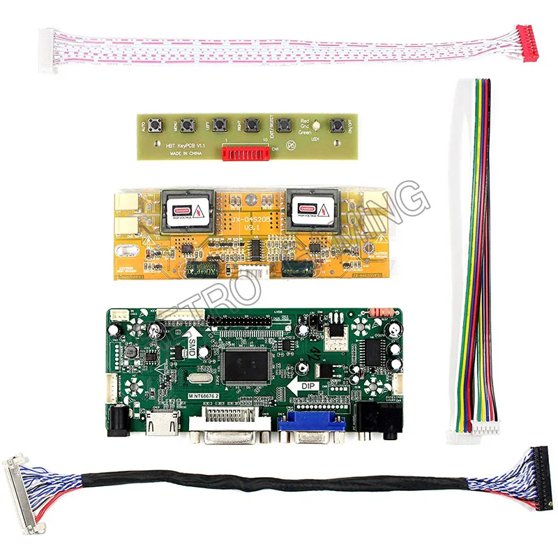 Плата контроллера ЖК-драйвера HDMI DVI VGA аудио DIY Kit 30Pin LVDS кабель 4CCFL инвертор