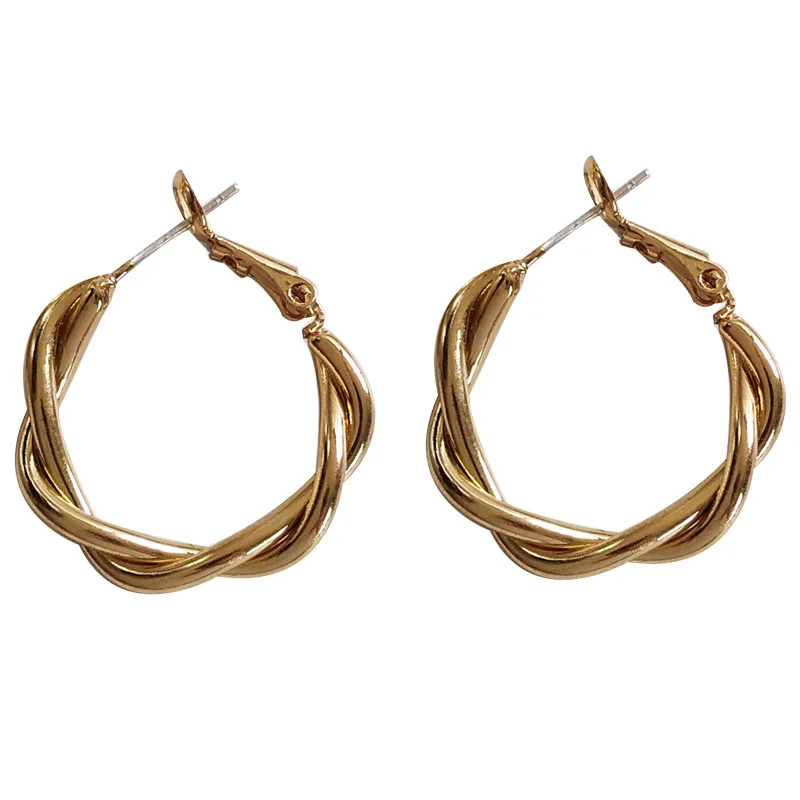 

V-530 S925 Silver Needle Personality Metal Twist Stud Earrings Niche woven geometric earrings