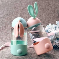 cute cartoon rabbit glass crystal water bottles leak proof anti scalding clear tumbler tea coffee juice drink cup with filter