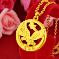 fly eagle pendant chain women men jewelry yellow gold filled trendy accessories gift