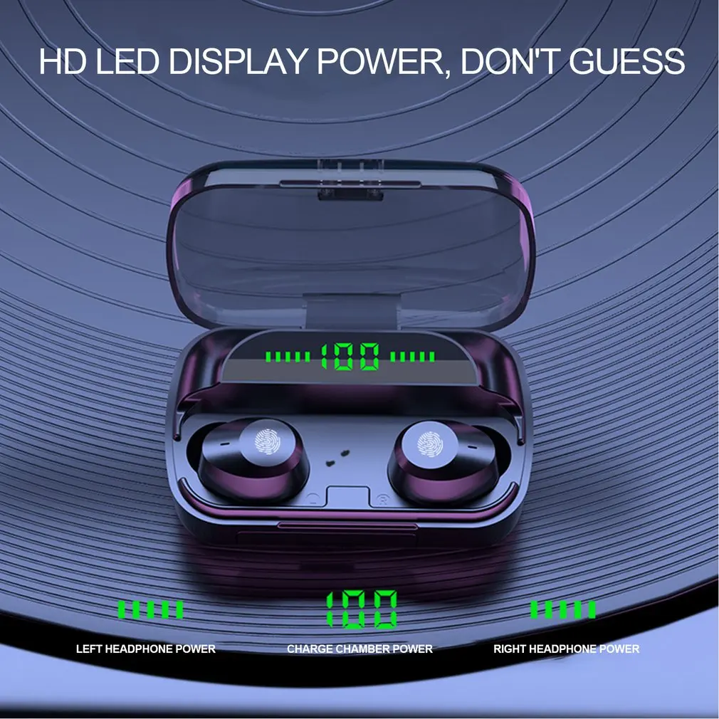 

M5 Wireless Headphones 2000mAh power bank touch 5.0 Earphones Sport LED digital display Headset Charging box