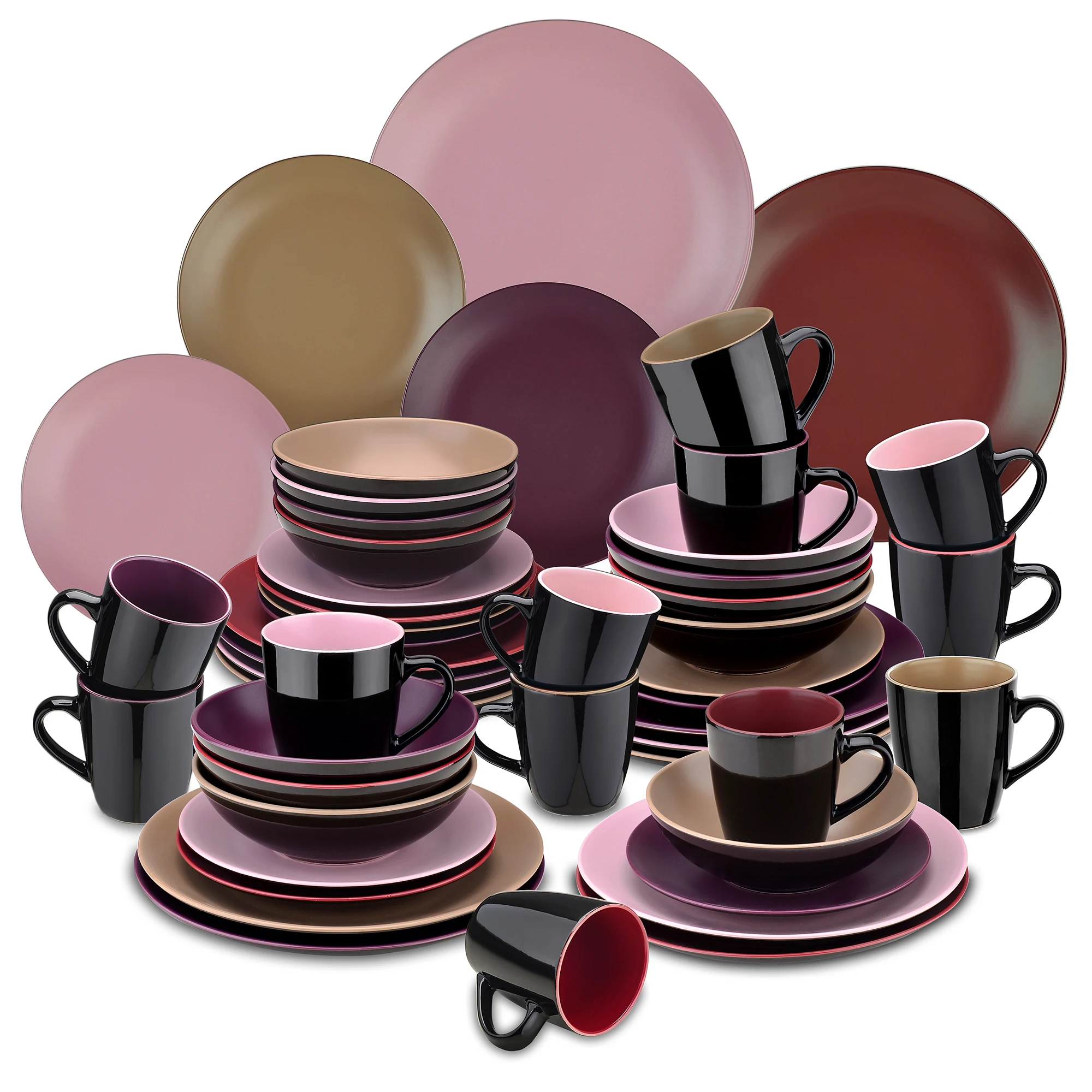 

VANCASSO BACCHE 16/32/48 частей матовый разноцветный керамическая посуда, Сервиз набор с суповую тарелку, производство Китай, десертная тарелка, чаша, кружка, набор