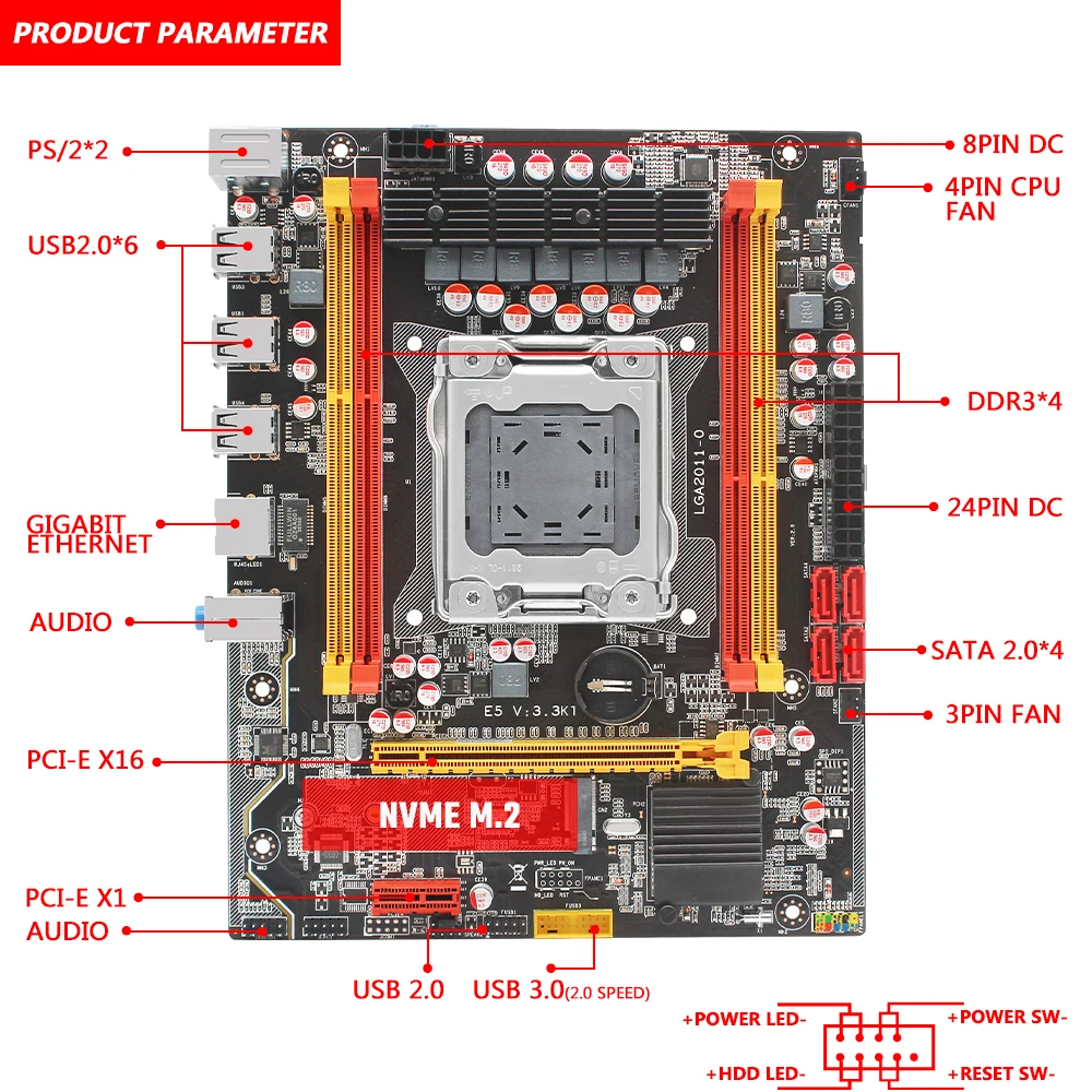 x79 desktop motherboard lga 2011 support intel xeon e5 v1v2 processor ddr3 ecc ram memory nvme m 2 sata3 0 e5 v3 3 free global shipping