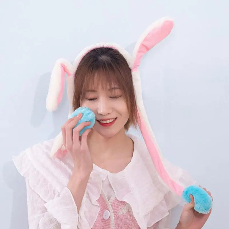 Кролик шапка движущиеся уши подушка безопасности кавайная забавная игрушка