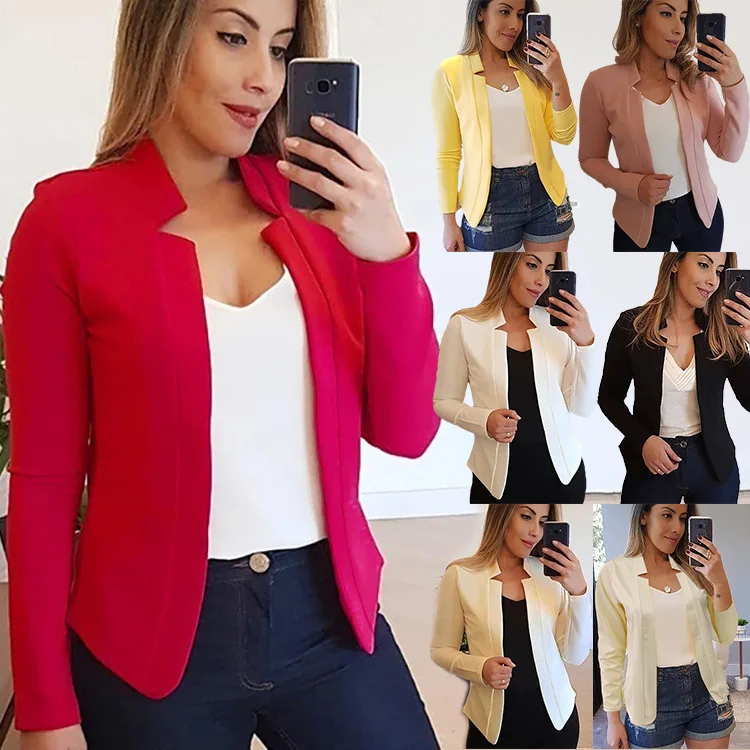 

2021 autumn and winter models small suit long-sleeved solid color cardigan jacket jacket suit