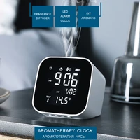 diy aromatic digital led alarm clock aromatherapy essential oil fragrance diffusertemperature thermometersound control light