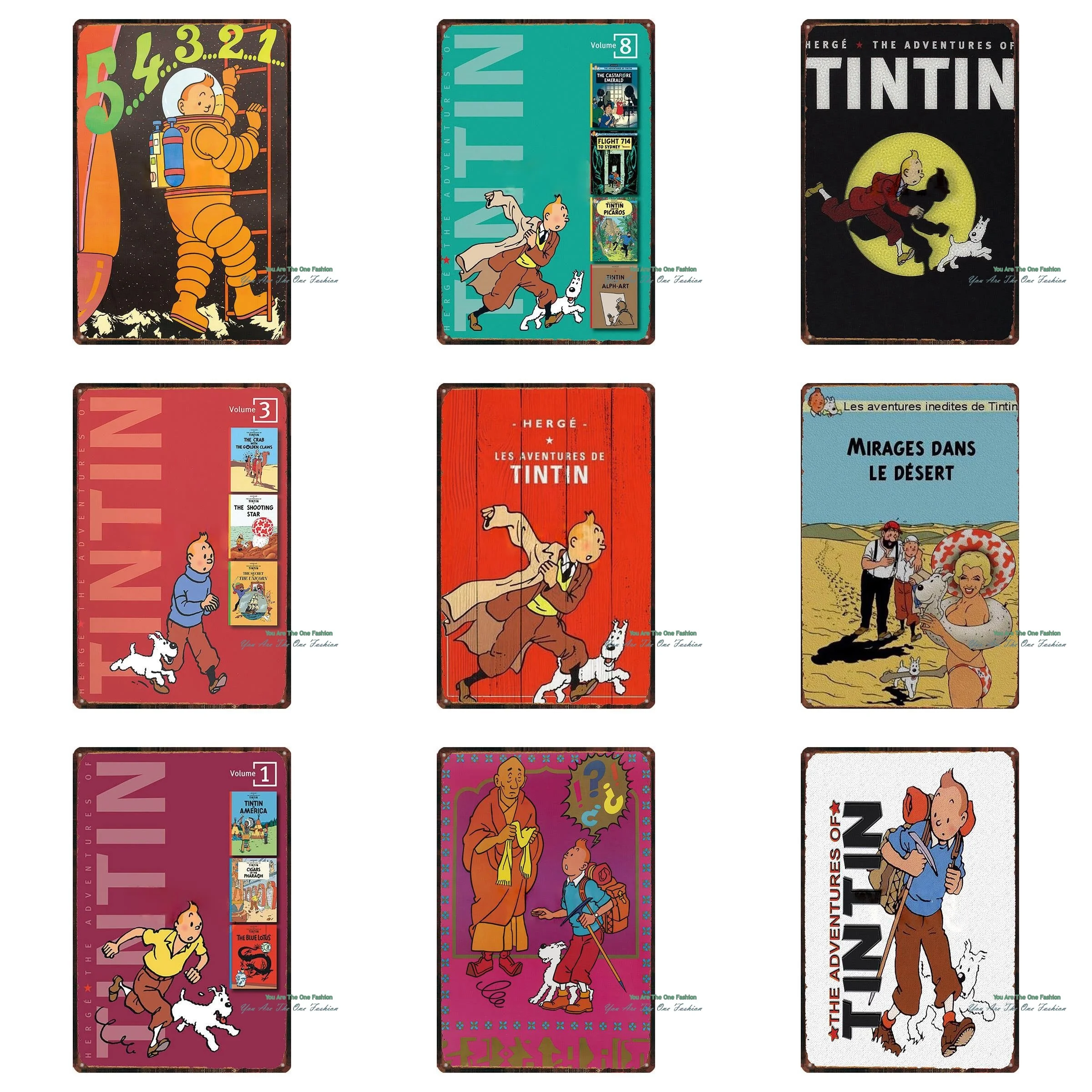 

Metal Tin Signs Herge Aventure De Tintin Les Clgares Plaque Wall Stickers Plate Club Classical Retro Metal Plaque Painting